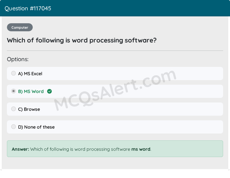 Question Screenshot