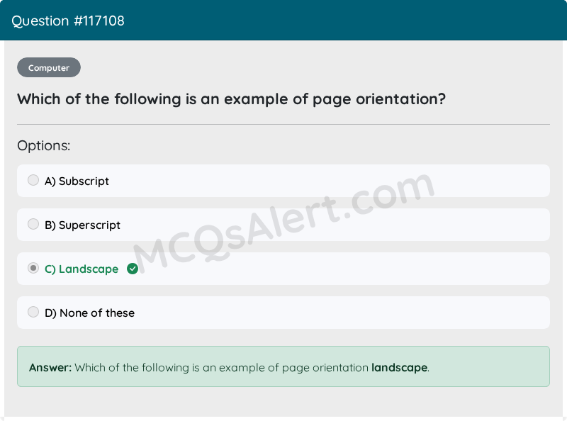 Question Screenshot