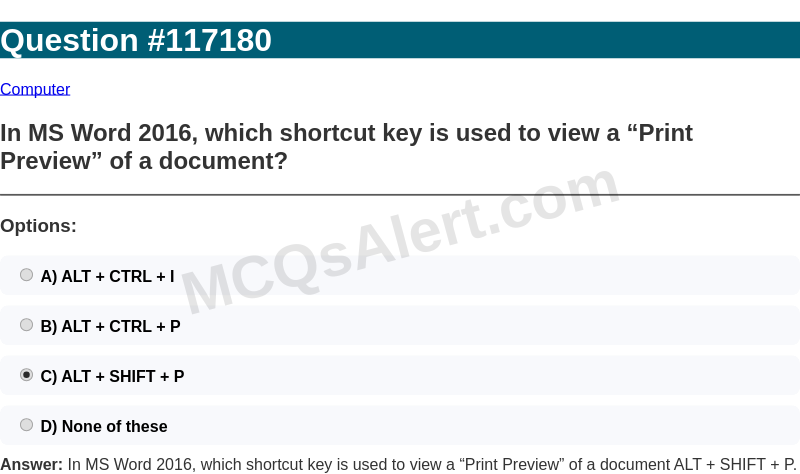 Question Screenshot