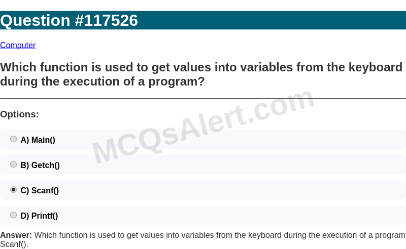 Question Screenshot