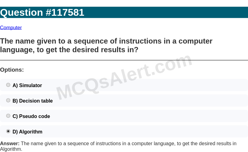 Question Screenshot