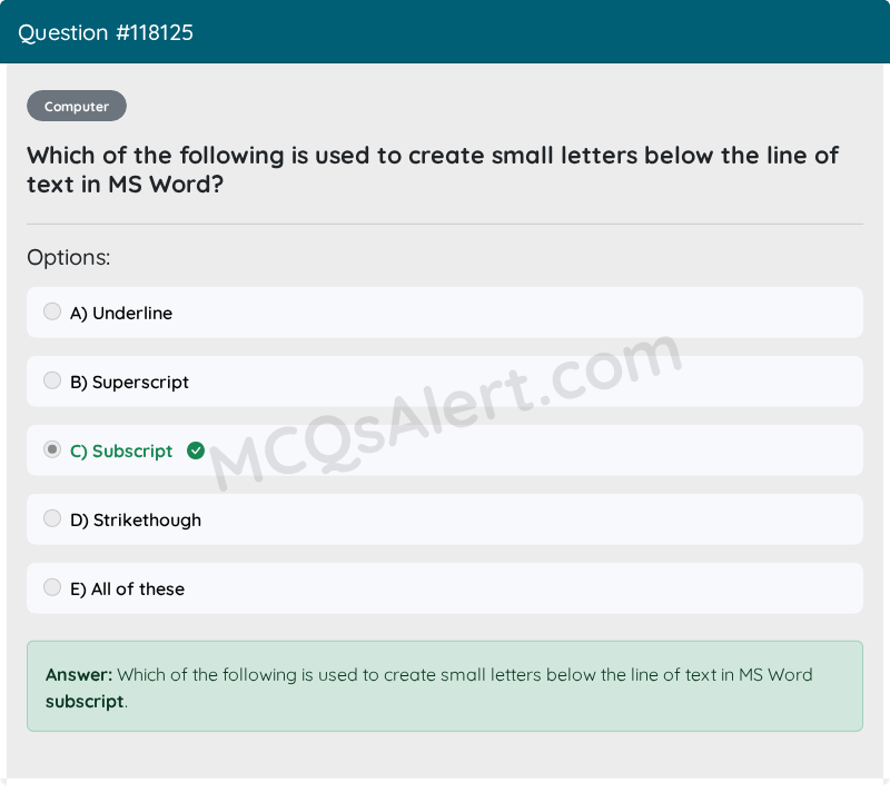 Question Screenshot