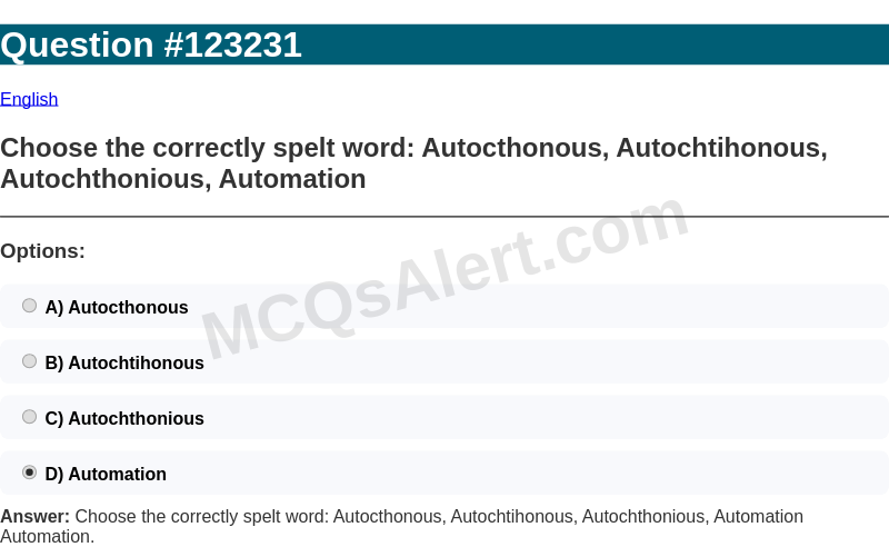 Question Screenshot