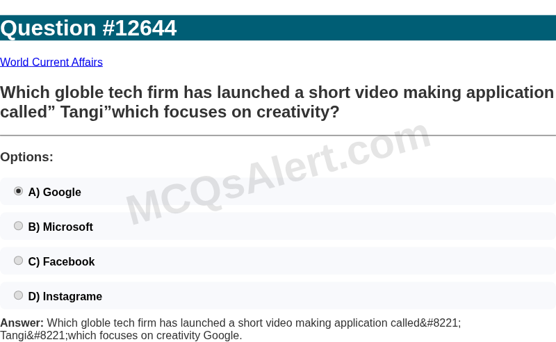 Question Screenshot