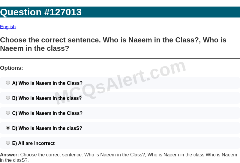 Question Screenshot