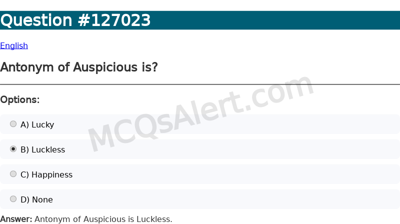 Question Screenshot