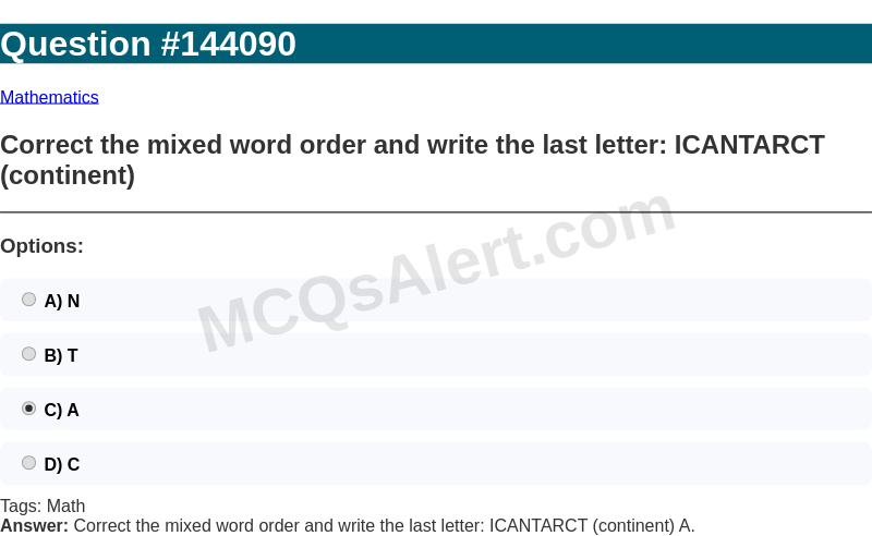 Question Screenshot
