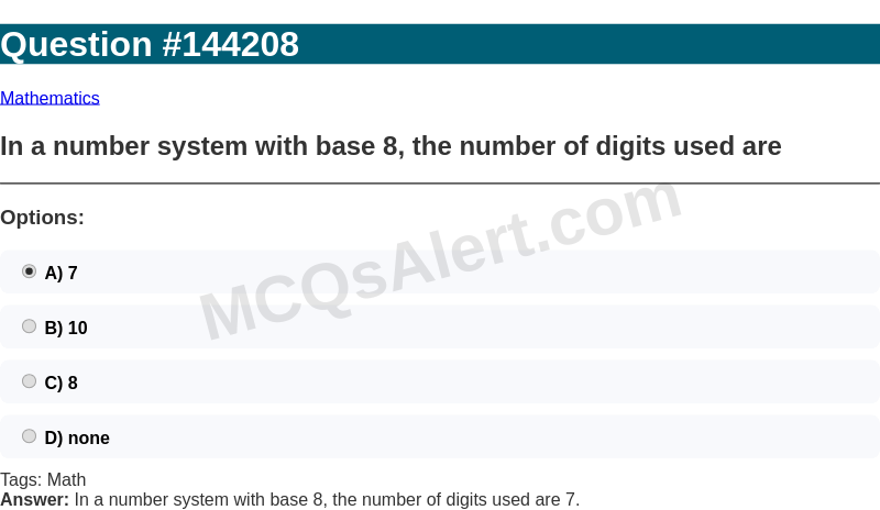 Question Screenshot
