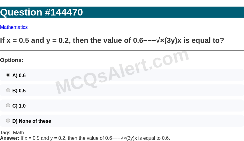 Question Screenshot