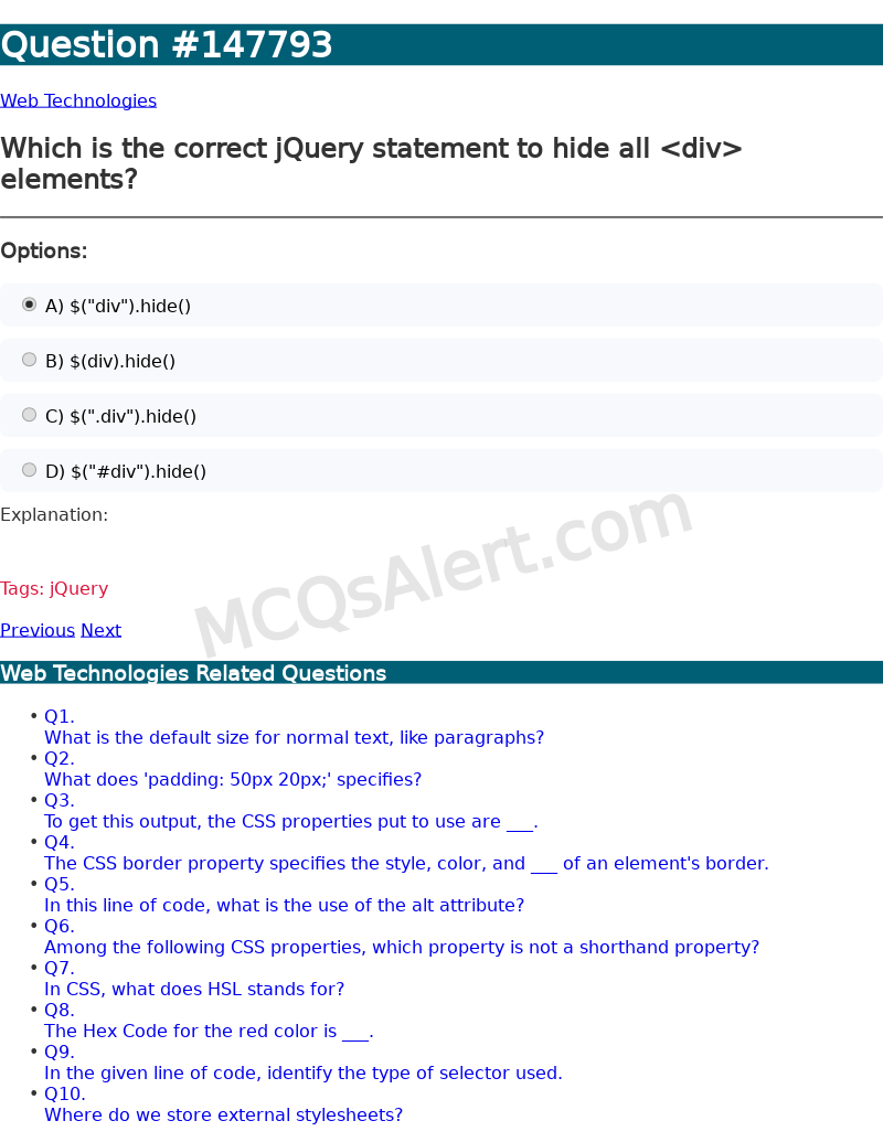 Question Screenshot