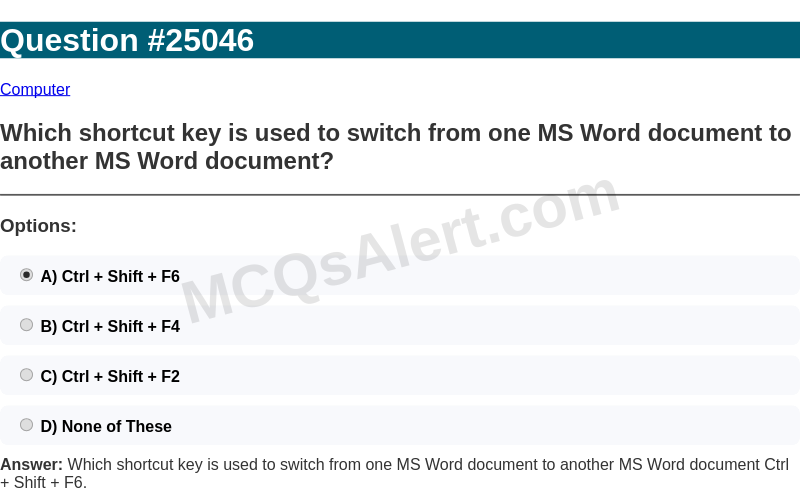 Question Screenshot