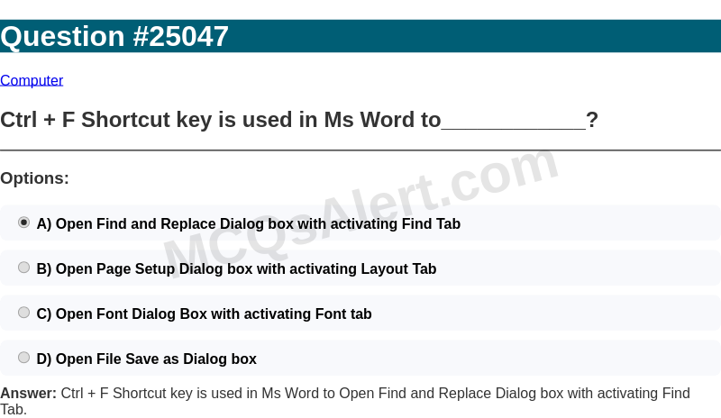 Question Screenshot