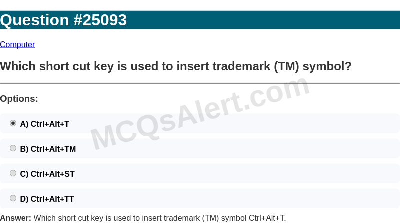 Question Screenshot
