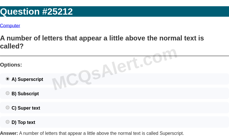 Question Screenshot