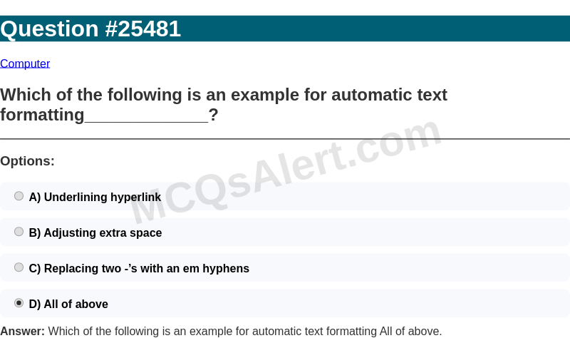 Question Screenshot