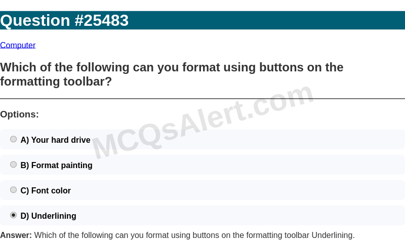 Question Screenshot