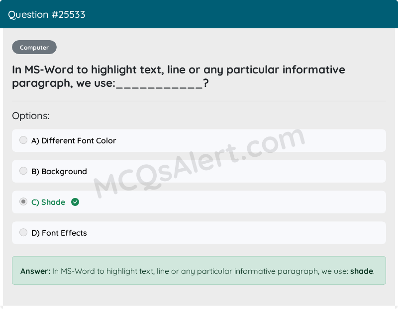Question Screenshot
