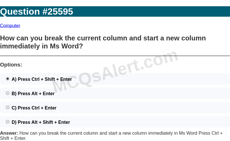 Question Screenshot