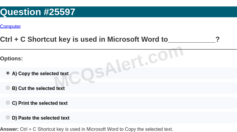 Question Screenshot