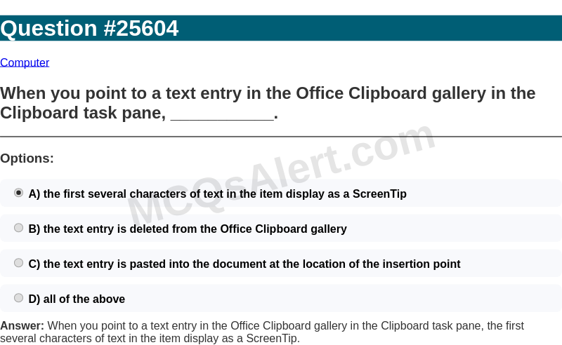 Question Screenshot