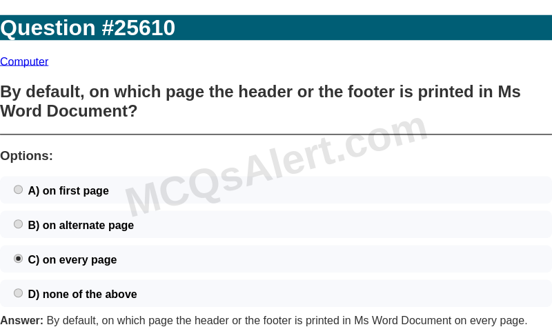 Question Screenshot