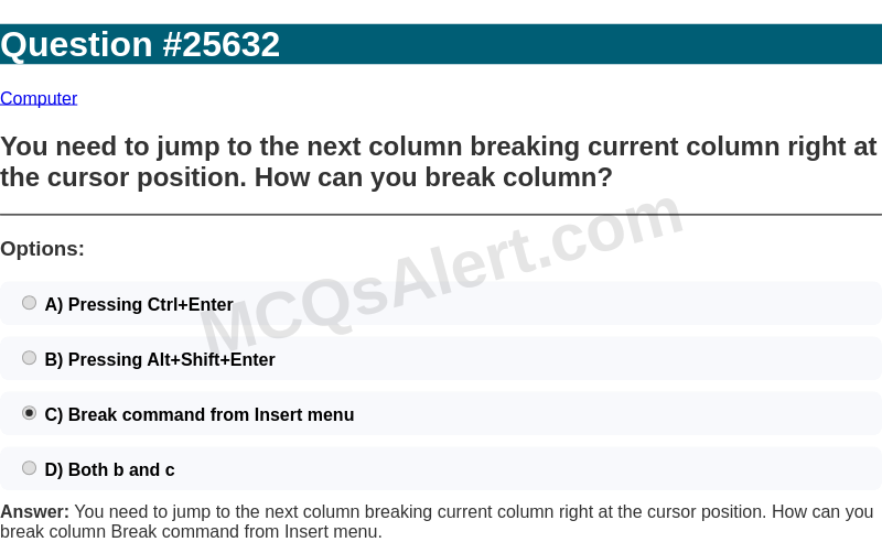 Question Screenshot