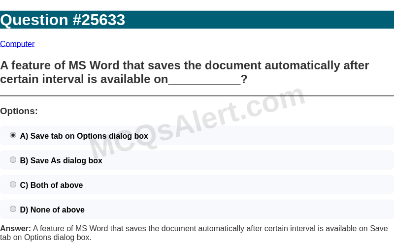 Question Screenshot