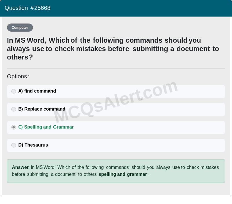 Question Screenshot
