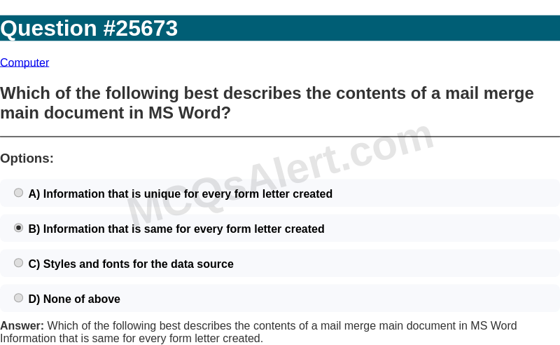 Question Screenshot