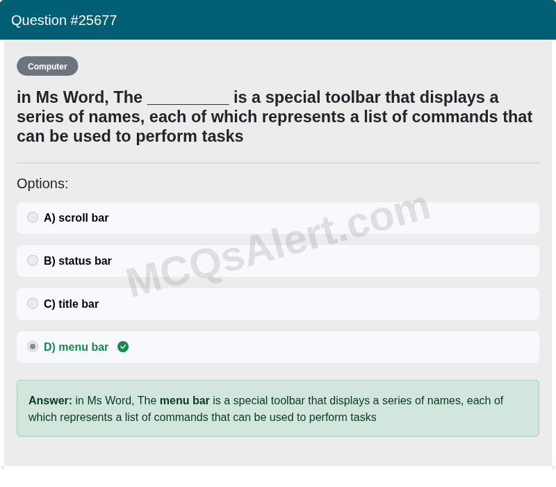 Question Screenshot