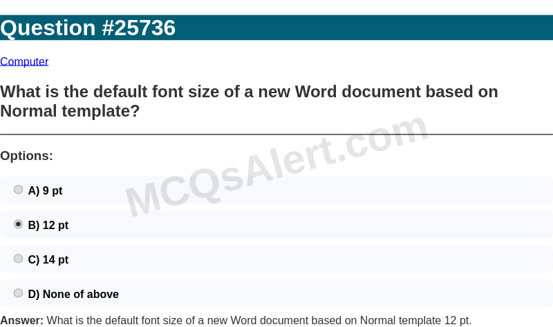Question Screenshot