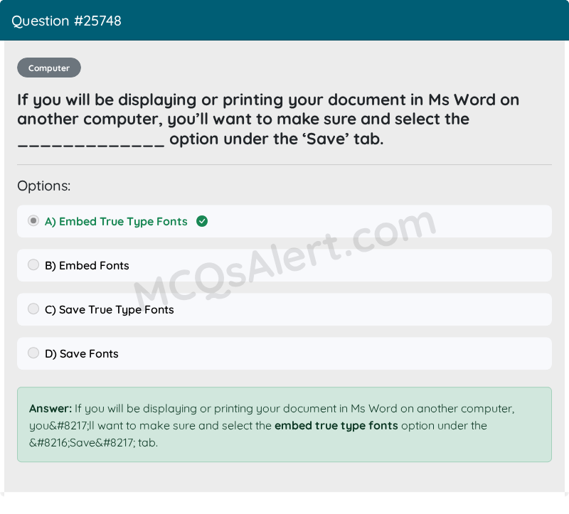 Question Screenshot