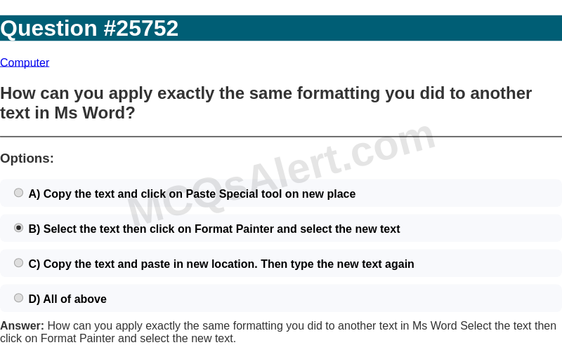 Question Screenshot