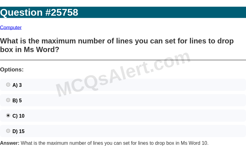 Question Screenshot