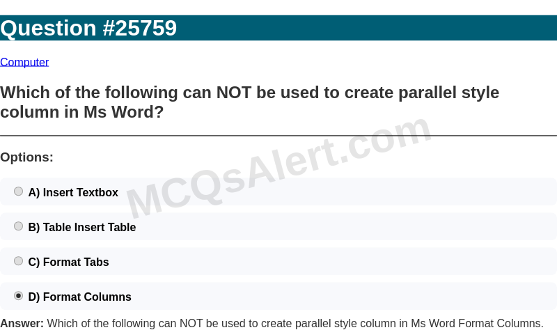 Question Screenshot
