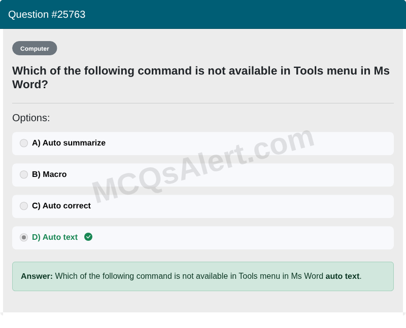 Question Screenshot