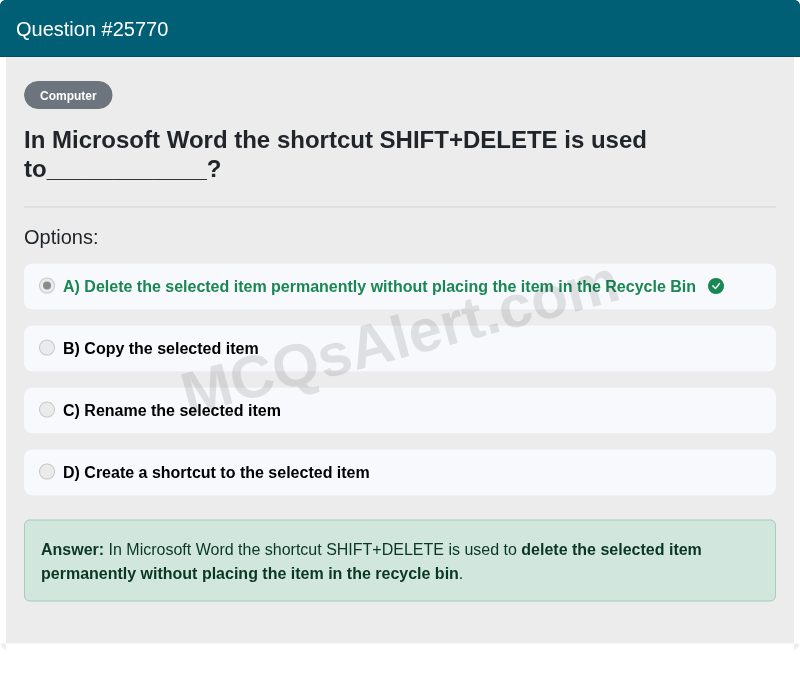 Question Screenshot