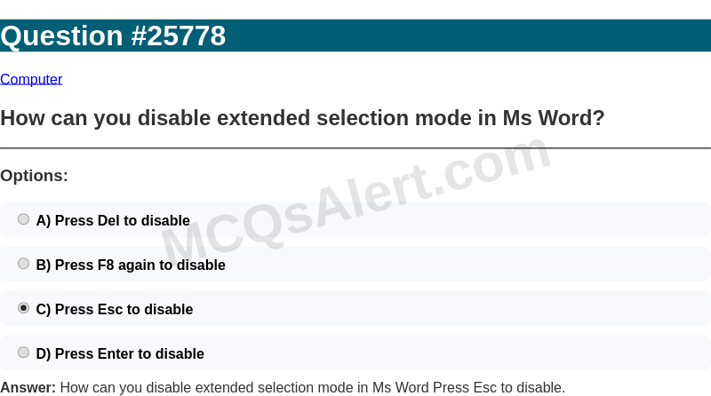Question Screenshot
