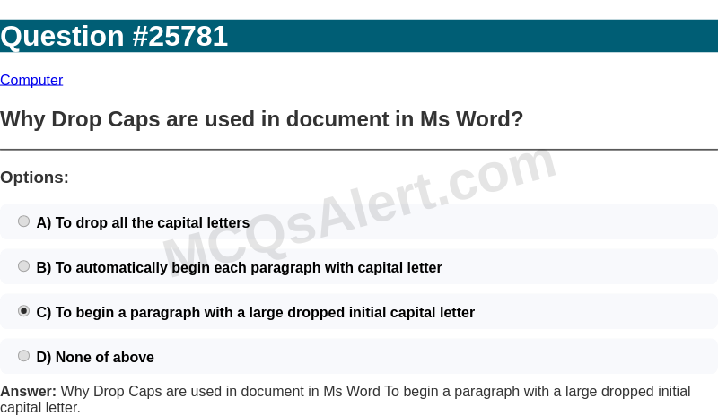 Question Screenshot
