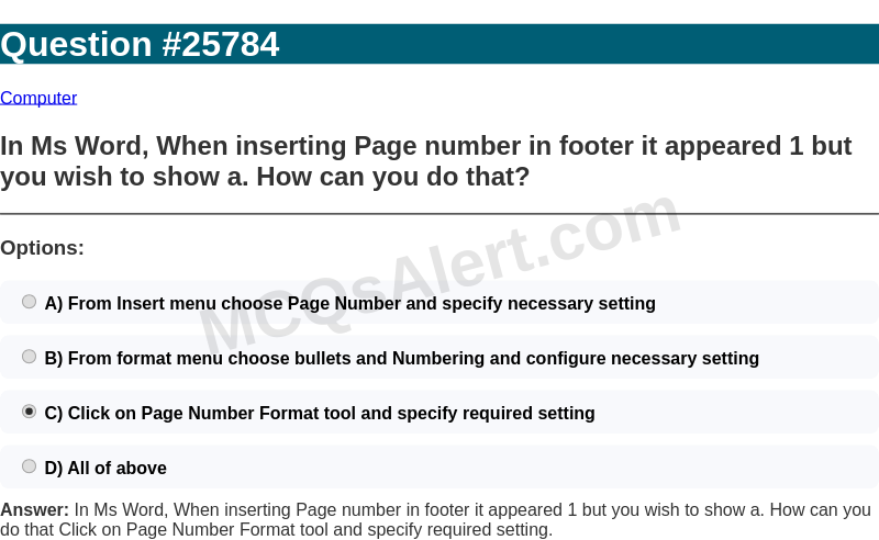 Question Screenshot