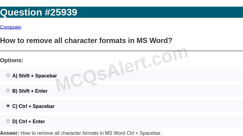 Question Screenshot