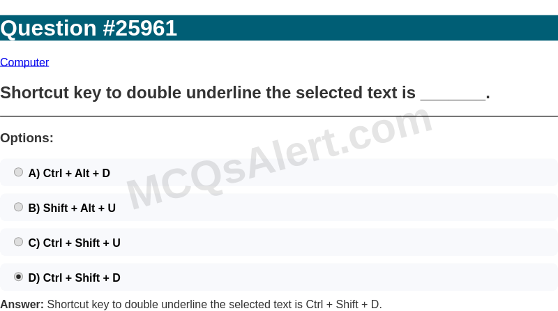 Question Screenshot