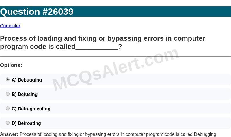 Question Screenshot
