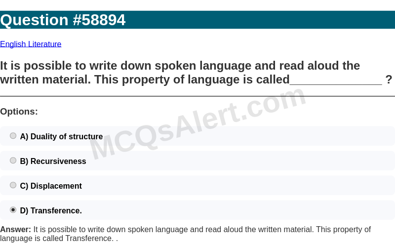 Question Screenshot